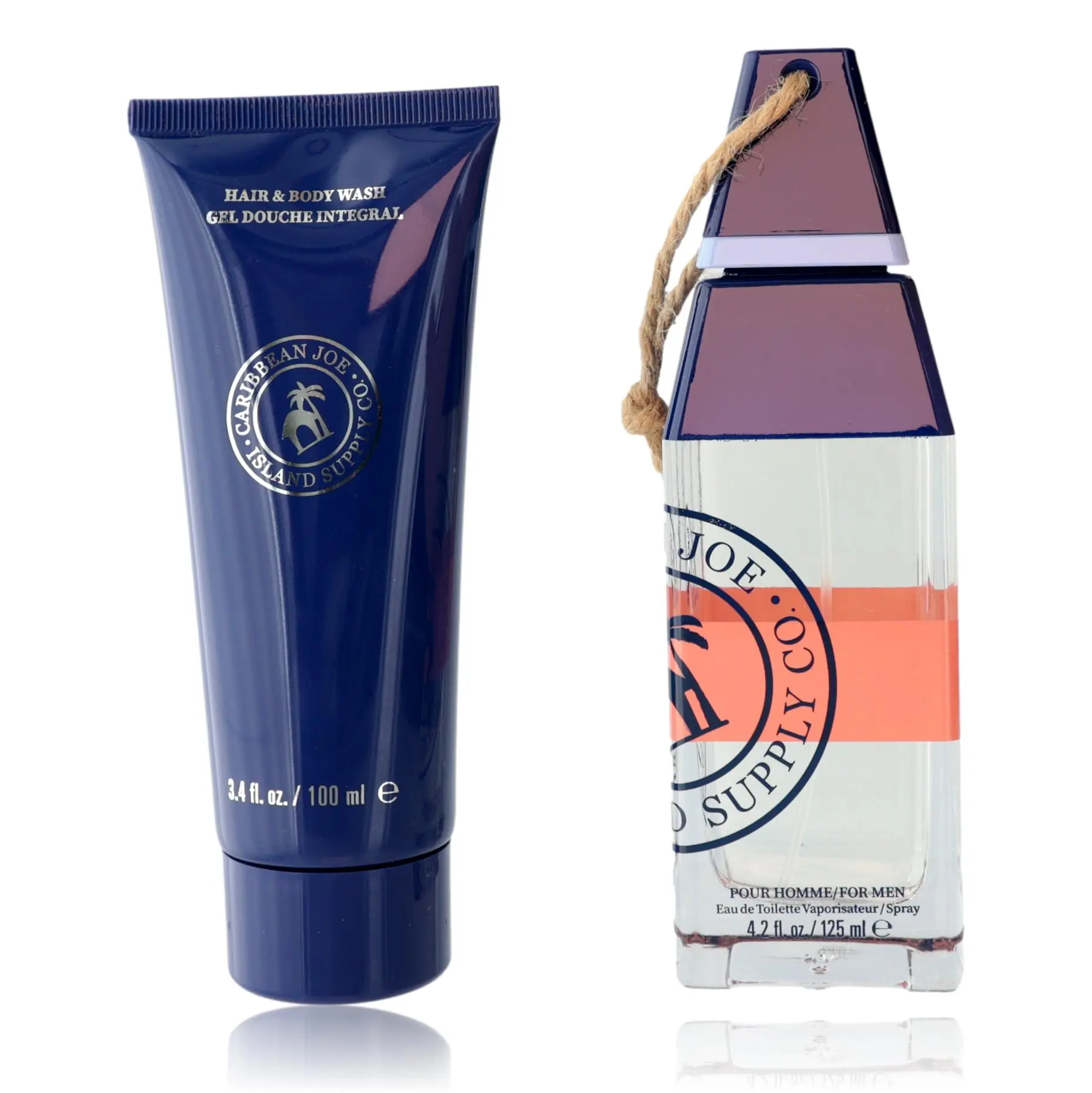 Island Musk by Caribbean Joe, 2 Piece Gift Set for Men, Tonka, Body Wash & Soap, Wood, Two Pieces
