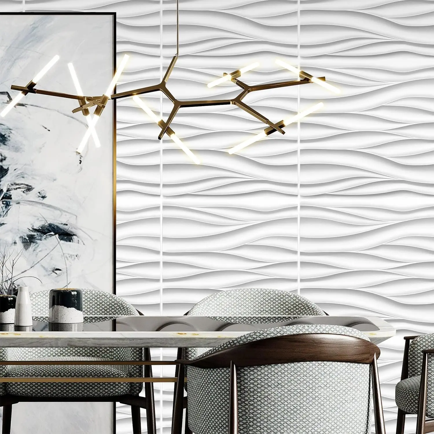 Aadesh PVC Plastic 3D Wall Panels, Modern, Waterproof and Fire-Resistant, 11.8x11.8 Inches, Ideal for Living Rooms, Bedrooms, Hotels, Offices, Waterproof Decorative Panels