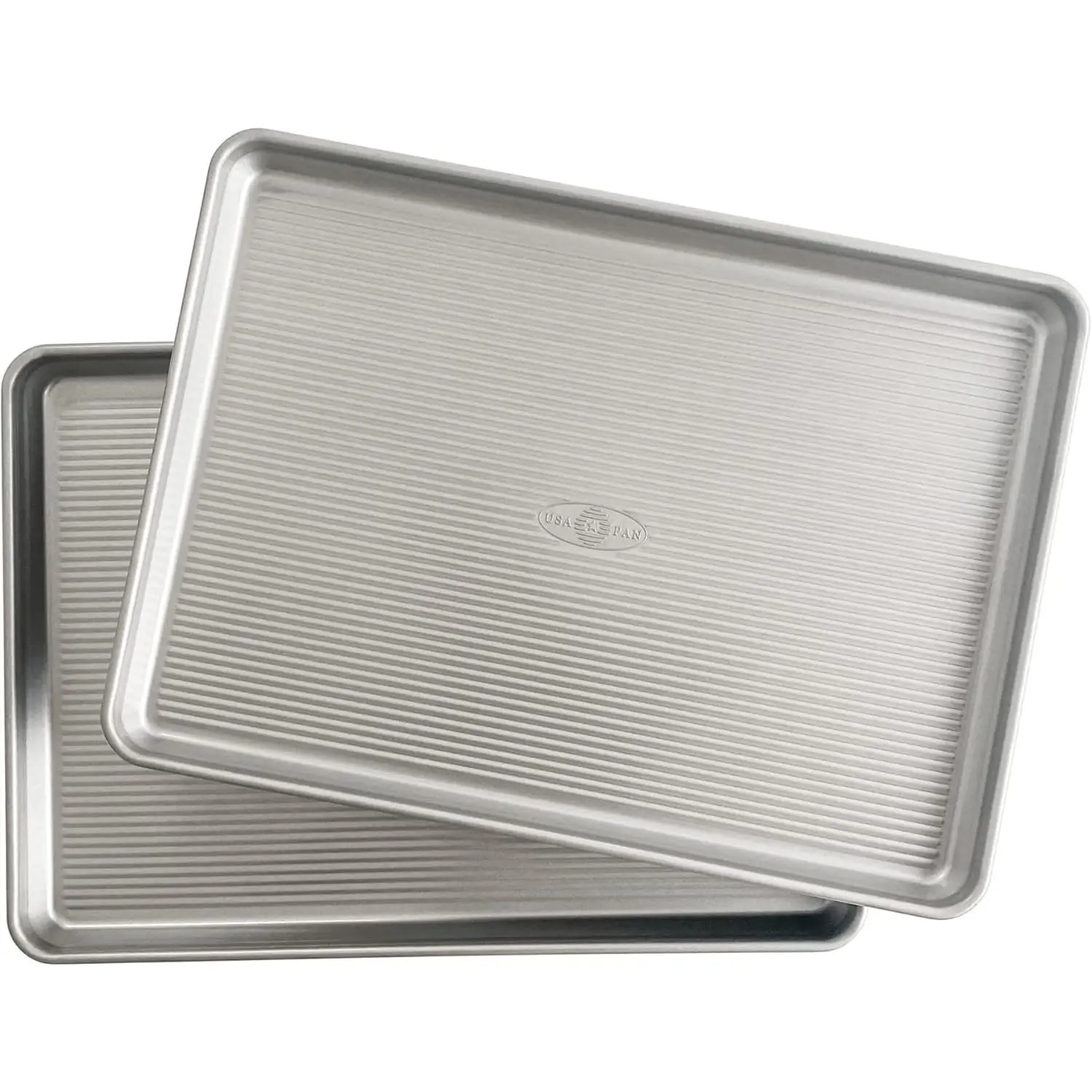 USA Pan Classic Nonstick Aluminized Steel Half Sheet Bakeware Set, 2-Piece, with Silicone Features for Vegetables Baking