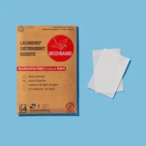 Ecogami Laundry Detergent Sheets - 32 Sheets (Up to 64 Loads), Available in Fragrance-Free or Takekaze, Plastic-Free, Biodegradable, Dissolvable