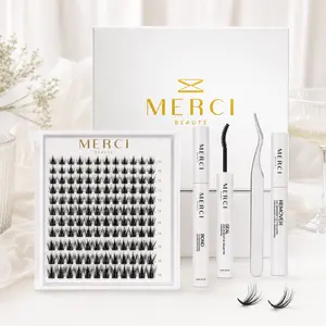 First Kiss DIY Lash Extension Kit – 108 Clusters | Bond & Seal + Remover + Tweezers | Latex-Free | 10–18 mm