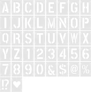 2 Inch 42 count  Letter Number Symbol Stencils, Plastic Painting Templates for  Wall Fabric Rock Chalkboard Signage School Door Porch DIY Art Craft Decoration Projects