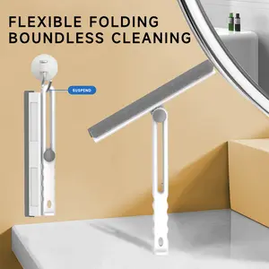 Glass Cleaning Scraper by Brand Name Foldable High-Rise Window Wiper Squeegee with Scrubber Safety Rope 360° Rotating Long Handle Lazy Cleaning Kit for Home & Apartment