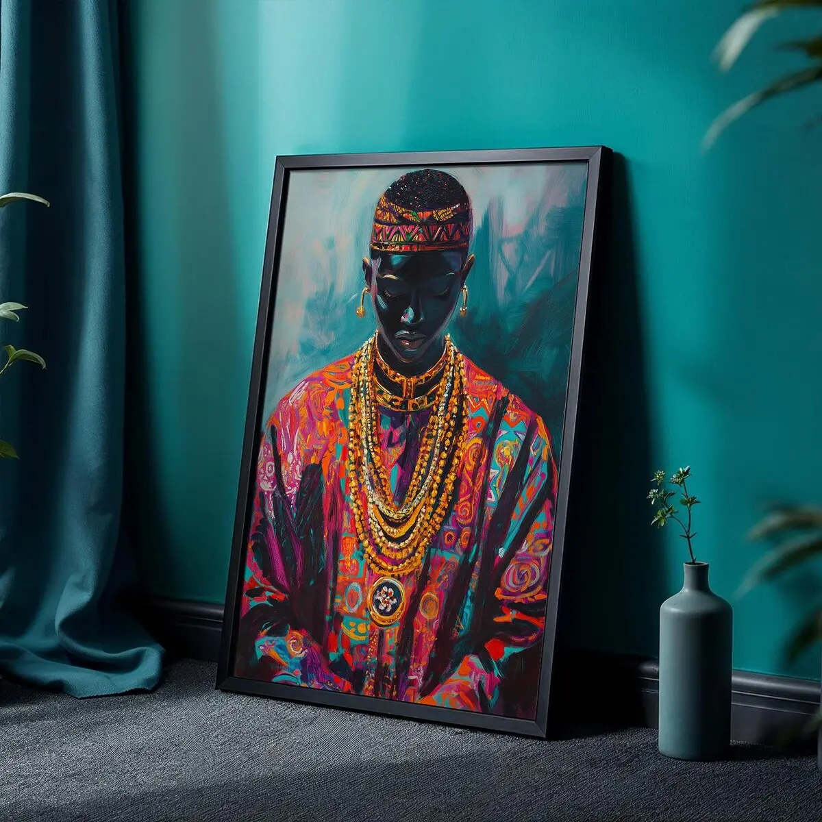 African Wall Art Contemporary Retro Wall Artwork Black Man Portrait Minimal African American Print Modern Afrocentric Art, Unframed, Room Decor
