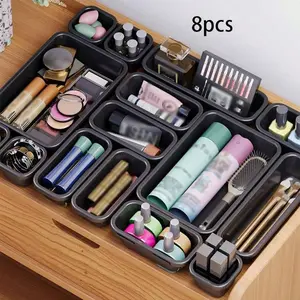 8-Piece Plastic Drawer Storage Box Set, Bathroom Accessories Storage Organizer, Cosmetic Holder, Suitable for Vanity, Office Supplies, Tools, Food Storage, Kitchen Home Storage