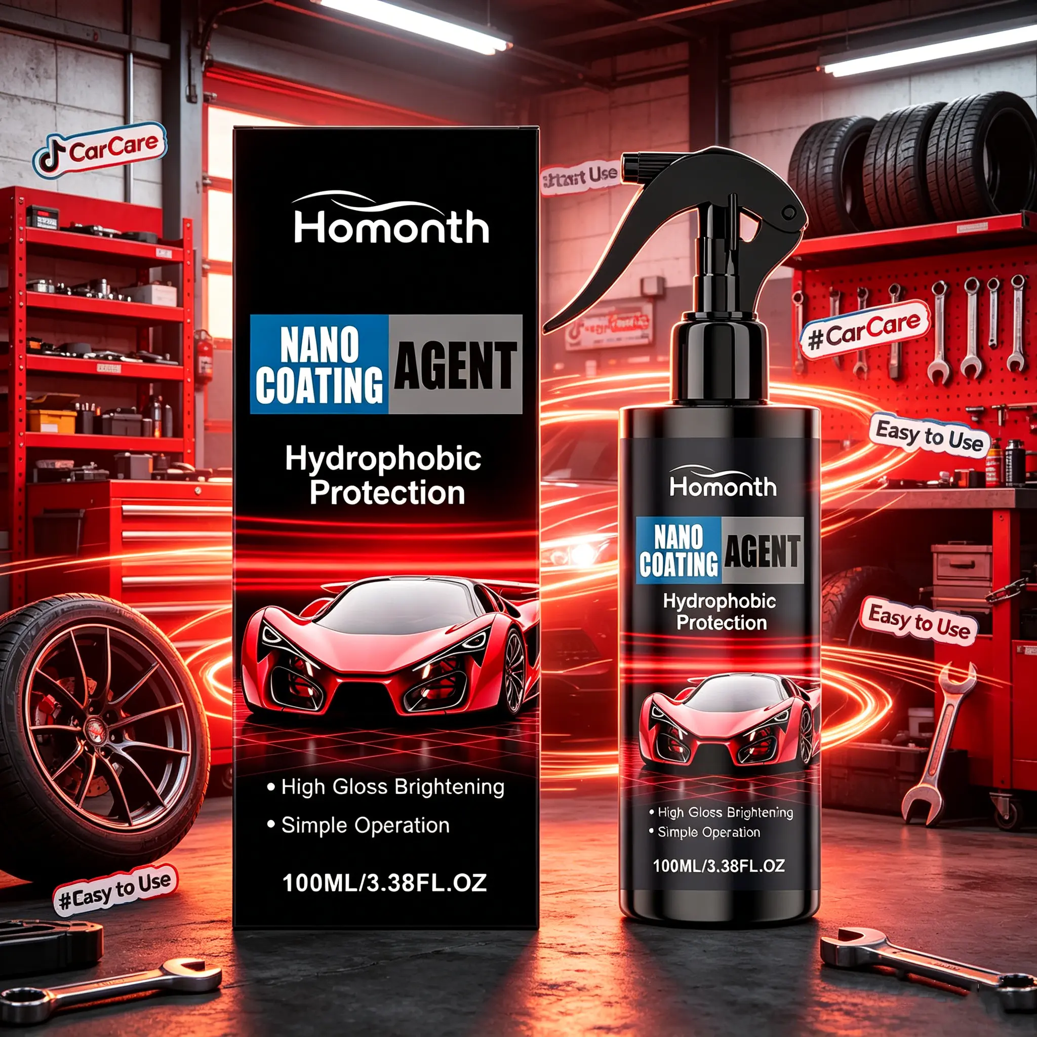 Car Ceramic Coating Spray – Remove Oil Film & Restore Gloss, Hydrophobic Paint Protection, Add New Protective Layer, Shine & Color Renewal, Scratch Resistant Car Polish, Easy DIY Auto Detailing, Long Lasting Coating for Car Paint Surface Care