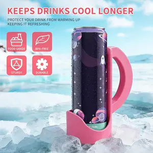 Can Holder with Handle Compatible with Alani Energy Drinks Slim Can Holder 3D Printed Pink Music Note Keep Hands Dry Drinks Cool Drink Protector Easy Grip Fits Slim Cans
