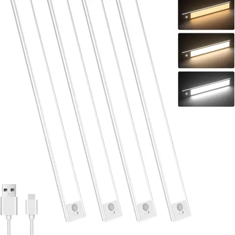 Magnetic Dimmable Motion-On LED Night Light - Rechargeable Wireless ABS Lamp with 3200mAh Battery, Easy to Install, Magnetic Dimmable Lights for Kitchen, Garage, Home Decor