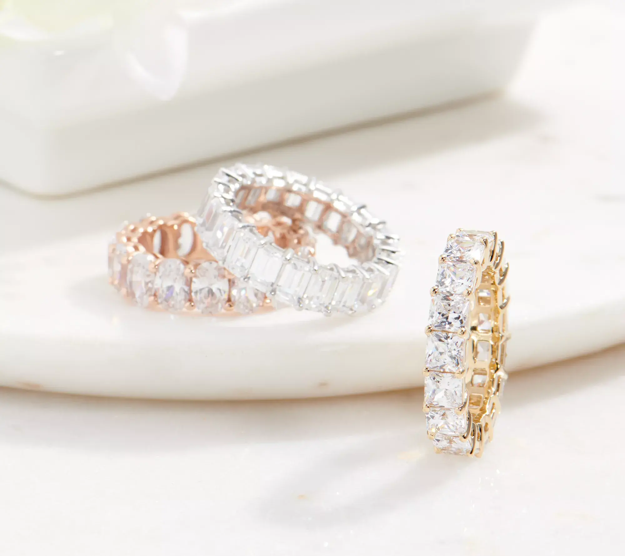 Diamonique Silver Choice Of Cut Eternity Band Ring, Platinum Clad