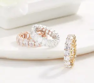 Diamonique Silver Choice Of Cut Eternity Band Ring, Platinum Clad