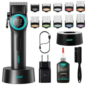 VGR 001 Professional Hair Clippers for Men - Cordless Barber Clippers with Carbon Steel Blade, 9000 RPM, LED Display - For Barbers & Home Use - Perfect Gift for Men