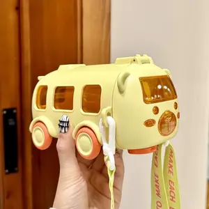 Cartoon Bus Straw Cup Cute Large Capacity Outdoors Car Water Cup Children Drinkware Bounce Straw Kettle