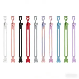 Bear Multifunctional Silicone Tie Straps, Data Cable Organizer, Earphone Line Holder, Food Bag Sealing Cord Management