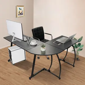 Zeny 58-in Large Reversible L-Shaped Corner Desk - Commercial Office Furniture, Home Office Workstation with Space for Monitors for Gaming, Black