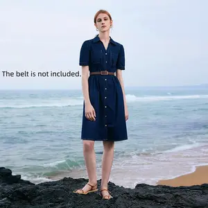 Gathered Waist Denim Mini Dress