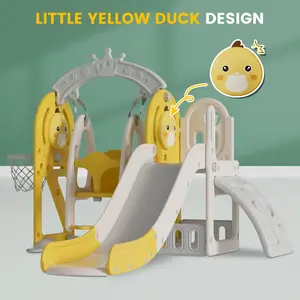 Children's indoor multi-functional slide, swing combination, mini amusement park, five in one cute duck (climbing) 170 (Crown A-type)