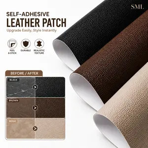 SML 20x54 Inch Self Adhesive Leather Repair Patch Waterproof PVC Leatherette Sticker for Sofa Large Leather Patch for Car Seat and Furniture Upholstery Peel-and-Stick Leather Repair Patch Roll Decorative