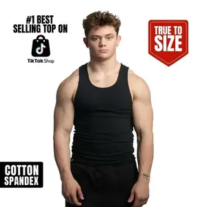 Men’s Cotton-Spandex Tank Top – Fitted Muscle Shirt, Breathable Stretch Gym Vest, True to Size, TikTok Viral Essential