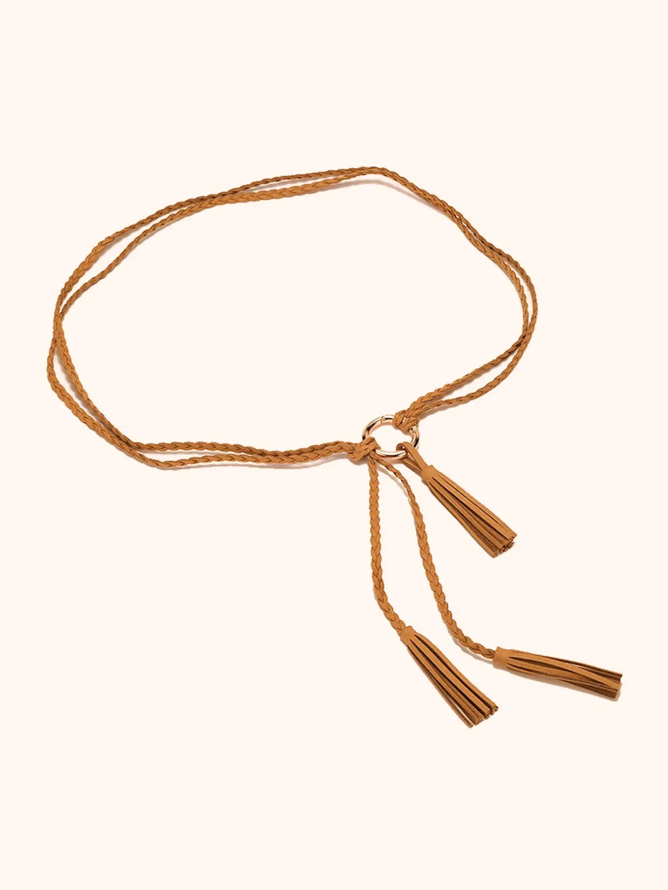 Bohemian Vintage Woven Ring Fringe Adjustable Waist Rope, Casual Ethnic Trendy Boho Style Belt with Metal Pendant Drawstring, Perfect for Dresses Jeans
