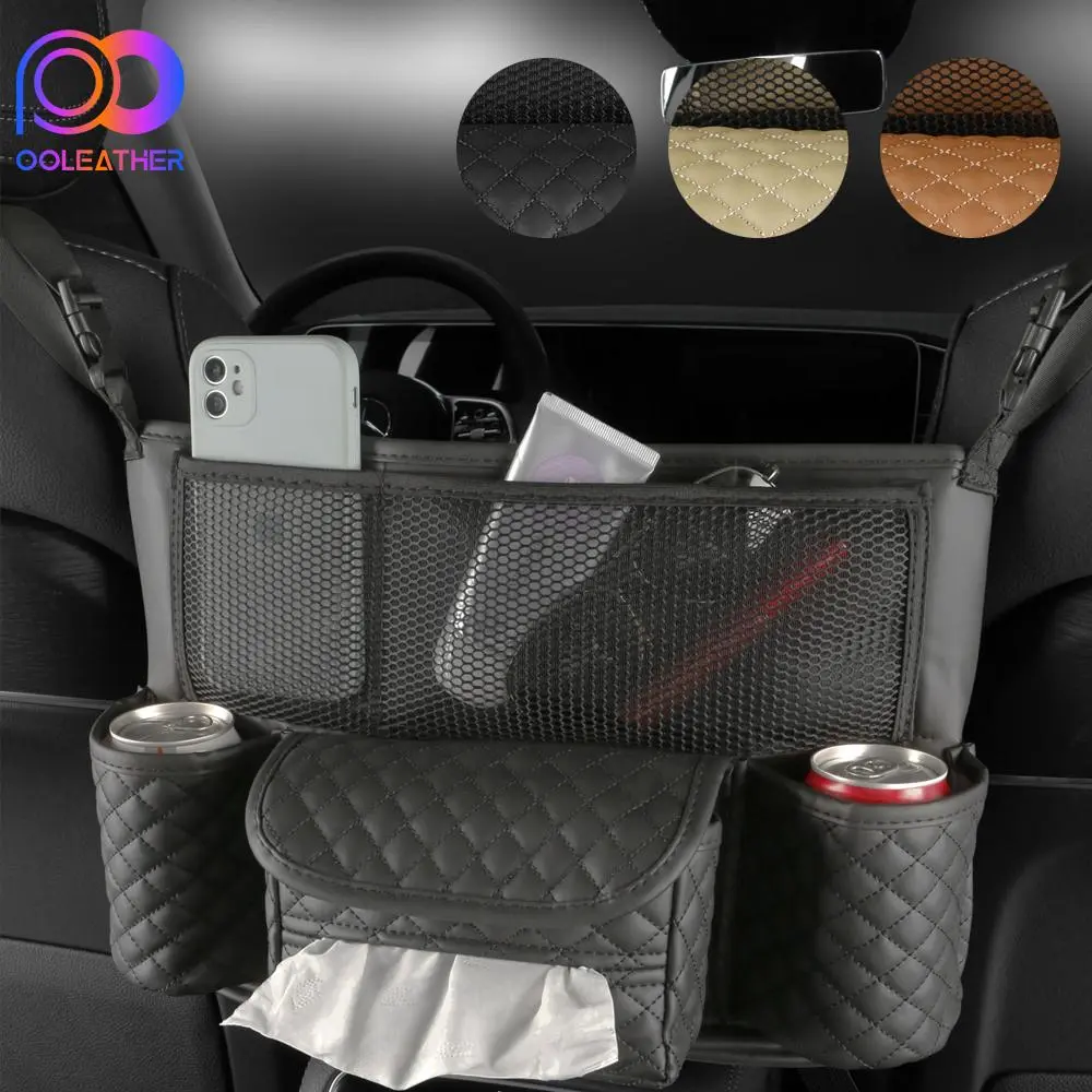Car Seat Center Console Organizer, Universal Automotive Seat Center Hanging Mesh Pocket Hanging Bag, Multi-functional Storage Bag with Tissue Box, Car Interior Accessory, Interior Accessories For Car