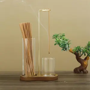 2 in 1 Glass Incense Holder, 1 Count Aromatherapy Candle Holder with Removable Ash Collector, Home Fragrance Holder, Air Fragrance Diffuser for Meditation, Yoga, Tea Space, Freshener【No Incense】