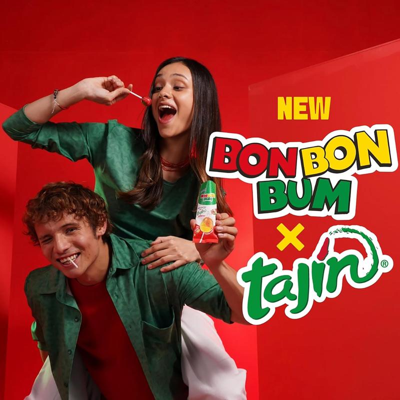 Colombina Bon Bon Bum Tropical Passion Fruit & Watermelon with Tajin Seasoning Chile Lime Dip, 20 Count (Pack of 1)