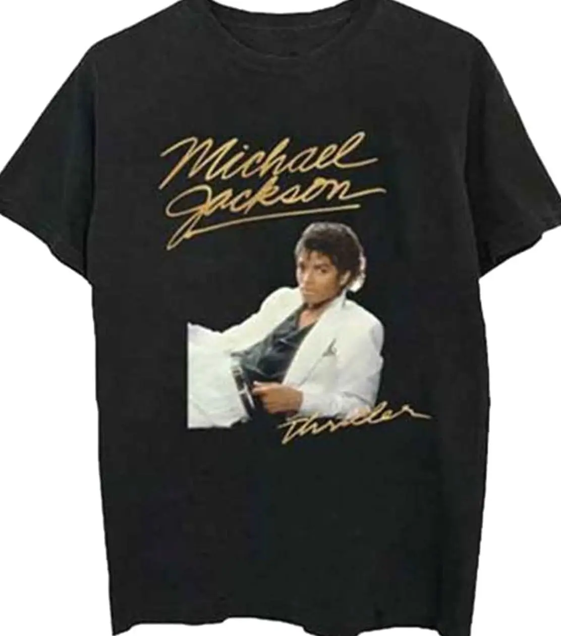 Michael Jackson Men's Thriller White Suit Slim Fit T-Shirt Black KTF
