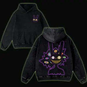 Jax v3 The Amazing Digital Circus T-Shirt, Anime Double-Sides Printed Vintage Washed Tee, Unisex Oversize Anime Manga Washed Heavyweight Cotton Hoodies, Sweatshirt