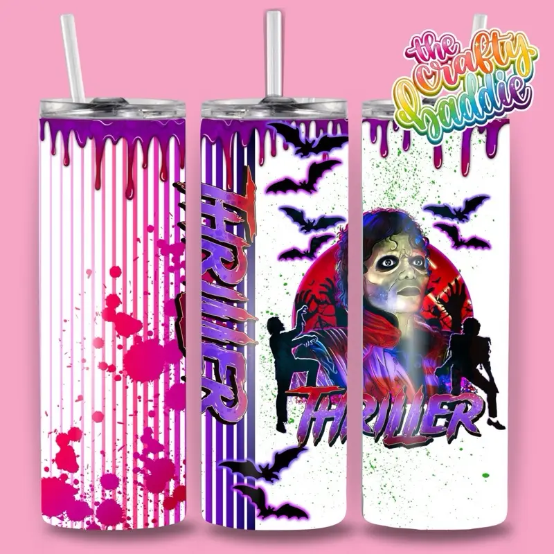 80s Zombie Pop Icon Inspired 20oz Skinny Tumbler | Horror Music Lover Cup | Handmade Stainless Steel Tumbler
