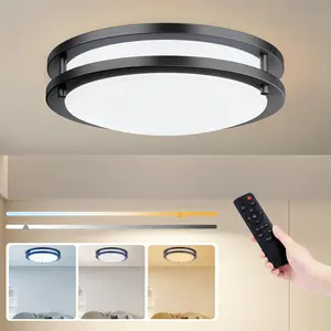 LED Ceiling Light with Remote 13 Inch Flush Mount Ceiling Light Fixture, 24W 3000K-6000K Adjustable Color Temperature, Dimmable Lighting Fixtures for Kitchen Bedroom Hardwired Installation