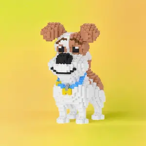 Cute Puppy Building Blocks Model, Desktop Ornament, Party Supplies, Perfect Gift for Birthday, New Year & Holidays