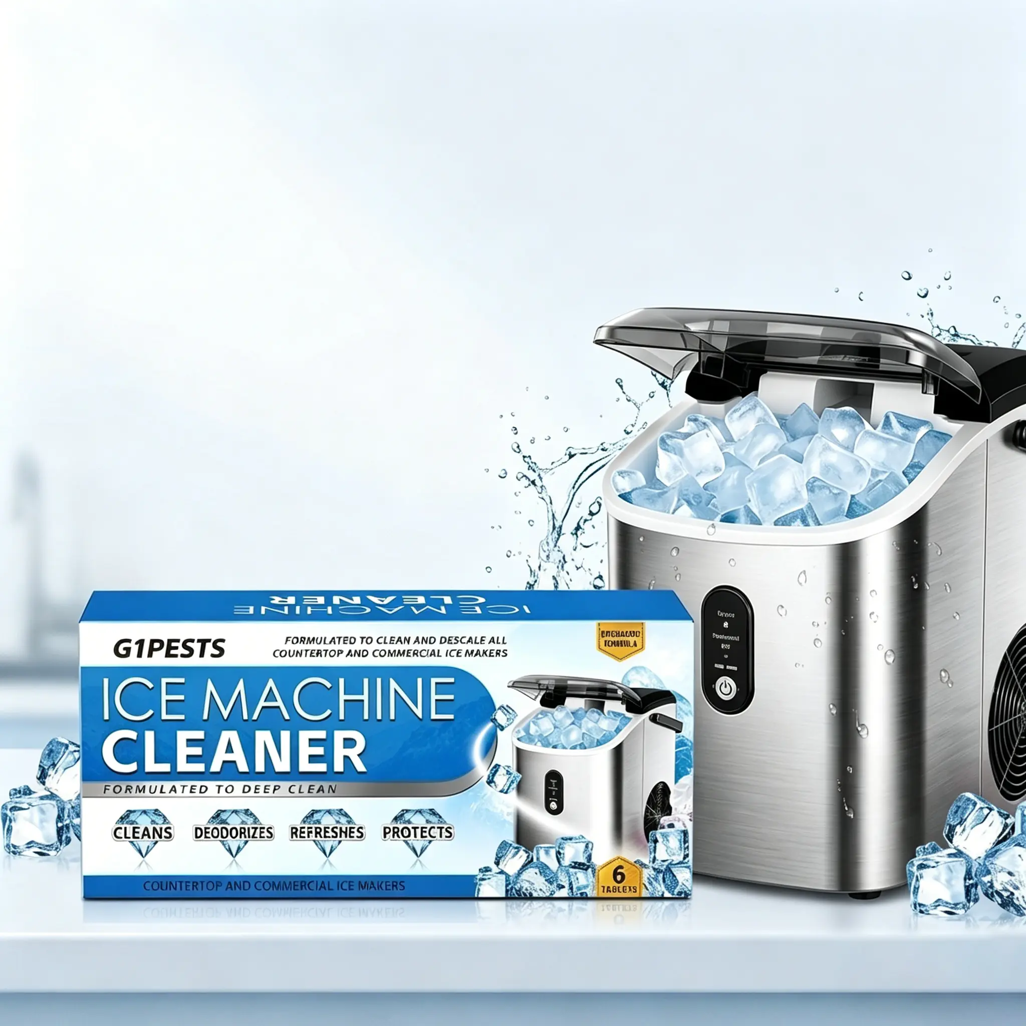 Countertop lce Machine Cleaner Tablets 6-Pack, Universal Descaling Solution for All lce Makers, Nickel-SafeScale Remover for Nugget lce Maker, Safe & Effective lce Machine Cleaner mopping products
