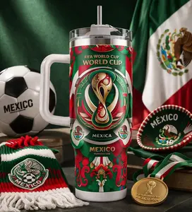 FIFA World Cup 2026 Mexico Tumbler – Perfect for Soccer Fans – Ideal Gift for World Cup Enthusiasts – Vibrant Red & Green Design with Mexico Theme – Open for Sale