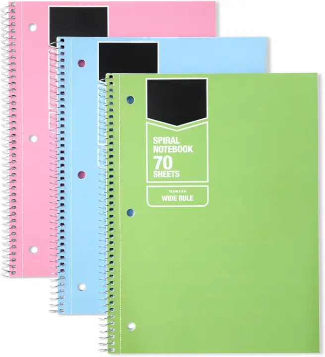 College Ruled Spiral Notebook, 70 Sheets, 7-1/2" x 10-1/2", 3 pack College Ruled Spiral Notebook, 70 Sheets, 7-1/2" x 10-1/2", 3 pack