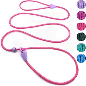Slip Lead 6 FT Dog Training Leash - 6 Color Slip Leads for Medium Dogs - No Pull Dog Leash (Pink)