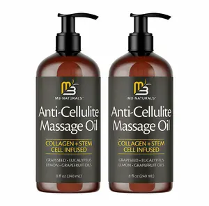 2 Botte M3 Naturals Cellulite Massage Oil 8oz-Smooth the Appearance of Cellulite -Body Care & Skin Care Massage Oil - HY Topical Collagen and Plant Stem CellBody Oil to Restore Texture and Elasticity-Soothing Body Oil