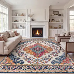 JONATHAN Y Bohemian FLAIR Boho Vintage Medallion Indoor Area Rug; for Living Room, Kitchen, Bedroom, Dining Room, Office