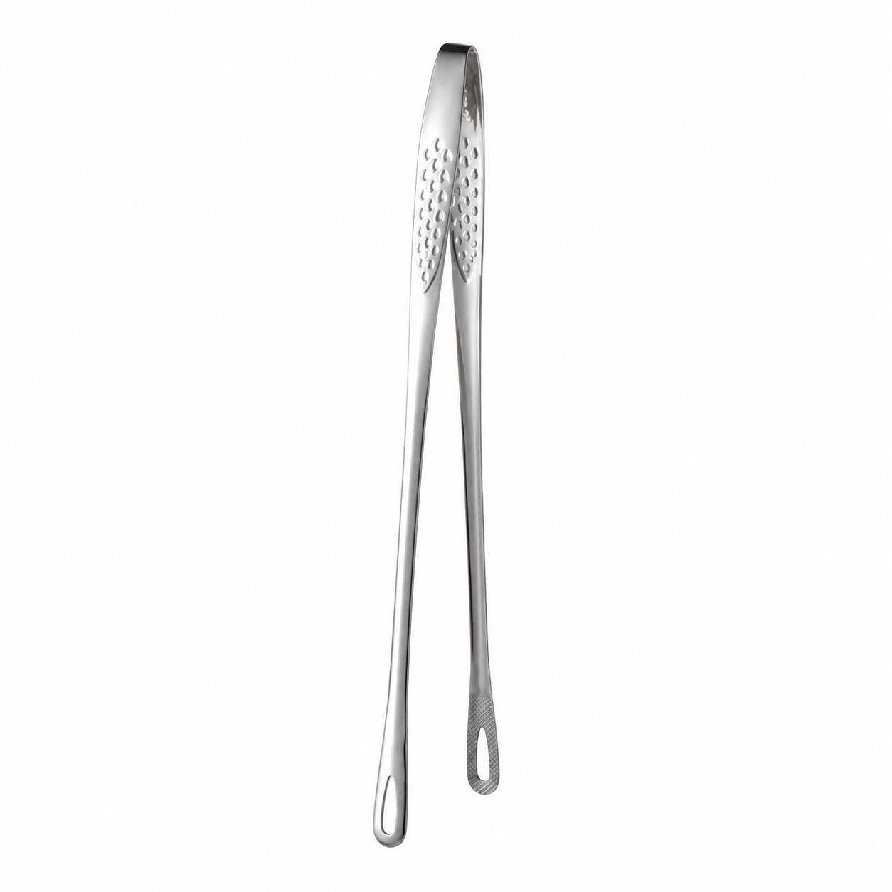 Premium 304 Stainless Steel BBQ Tongs, 10.6 Inch Long Handle Grill Tongs with Anti-Slip Hollow Grip Design, Food Grade Cooking Tongs for Steak, Seafood & Outdoor BBQ