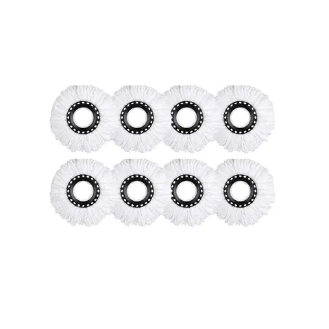8 Pack Microfiber Mop Replacement Heads - 360° Rotating Pads, Water-Absorbent Spin Refills, Dirt-Dust Trapping, Easy Installation, Fits Round Cleaning Tools, Cleans Tile, Wood