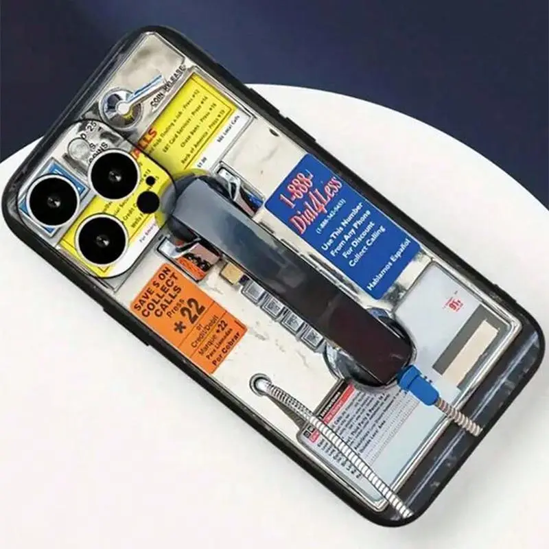 Vintage Telephone Booth Patterned Silicone-TPU Smartphone Case, Lightweight Shockproof Full-Body Protection Cover, Fashion Accessory for iPhone 17 Pro Max, 17 Air, 16, 15, 14, 13, 12, 11 Series