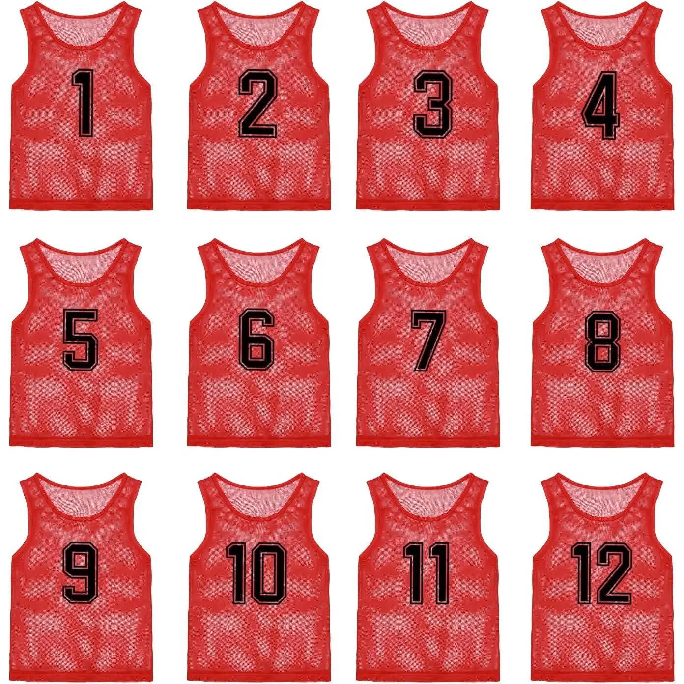 Pinnies Team Practice Vests with Numbers for  Youth Teen Adult, Mesh Scrimmage Jerseys for Soccer, Football