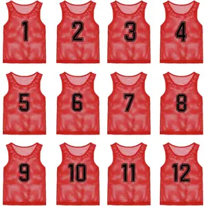 Pinnies Team Practice Vests with Numbers for  Youth Teen Adult, Mesh Scrimmage Jerseys for Soccer, Football