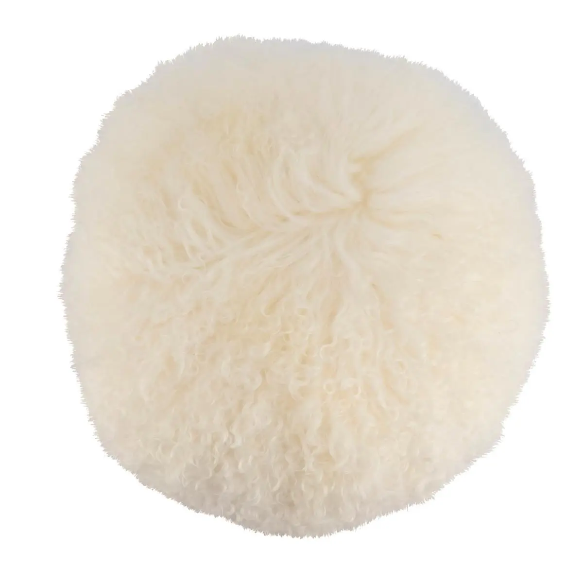 212 MAIN 13 in. Funky Cute Solid Mongolian Lamb Fur Cushion Throw Pillow, 100% Wool Material, Poly Filling, Ivory, Avoid Direct Exposure to Sunlight