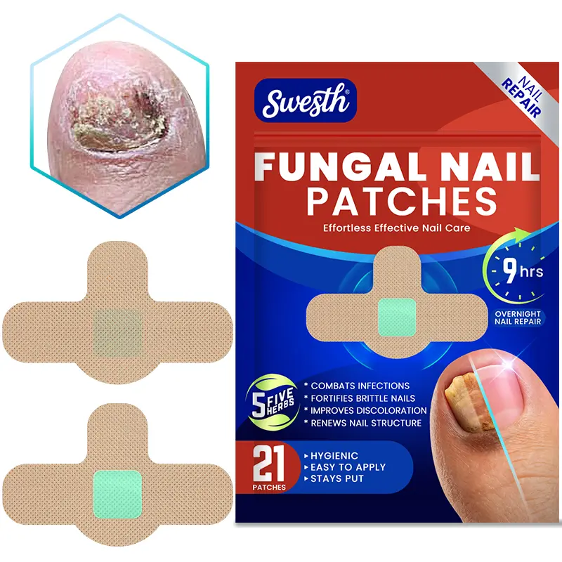 SWESTH New Nail Care Patches with 5 Herbs (21 Pcs), Extra Strength Yellow and Damaged Nail Strips, Professional Nail Tech Supplies & Self Care Set