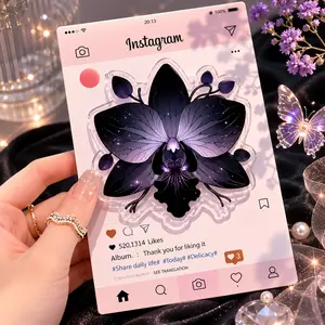 Dark Orchid Phone Grip, Gothic Floral MagSafe Grip, Purple Flower Phone Holder, Botanical Kindle Grip, Moody Aesthetic Gift for Her