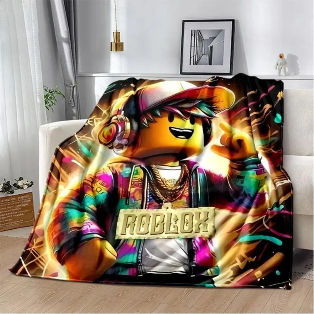 R-Robloxs Cartoon Game Blanket,Soft Throw Blanket for Home Bedroom Bed Sofa Picnic Travel Office Cover Blanket Gift Kids  Light, breathable and soft  Thin Blanket Dream Workshop