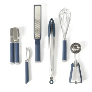 Calphalon Edge 6 Piece Stainless Steel Kitchen Tool & Gadget Set- Navy Blue