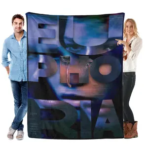Euphoria Neon Glow Art Deco Fleece Blanket for Bed or Couch, Soft Touch Home Decor Gift for Fans Aesthetic Vibes, Cozy Throw for Dad, Father‘s Day June 21st Snuggle, Unisex For Men Women Any Room