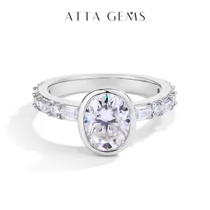 2.0CT Oval Cut Synthetic Moissanite ring Anniversary Engagement Gift Beauty Jewelry R155