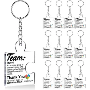 Team Appreciation Gifts for Employee Coworker Staff Bulk, Teamwork Thank You Gift Set Puzzle Piece Acrylic Keychains